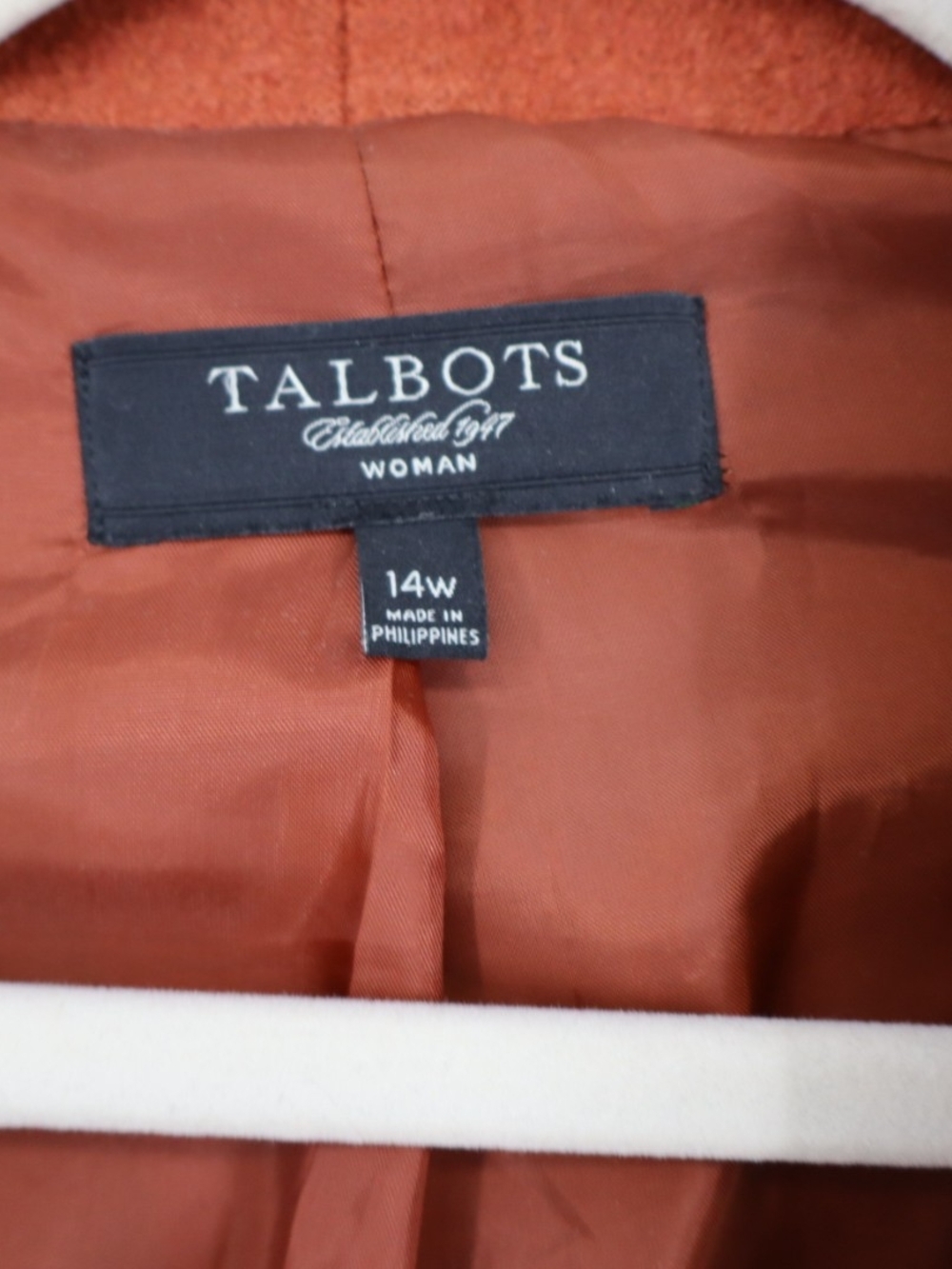 Talbots Woman Coat 14W Burnt Orange Wool Blend Oversized Collar Plus Size Warm - Picture 5 of 16